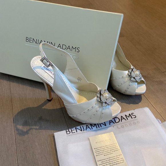 Benjamin Adams Bridal Shoes DITA Ivory Duchess Swarovski Crystal Size 6.5 - Picture 6 of 7